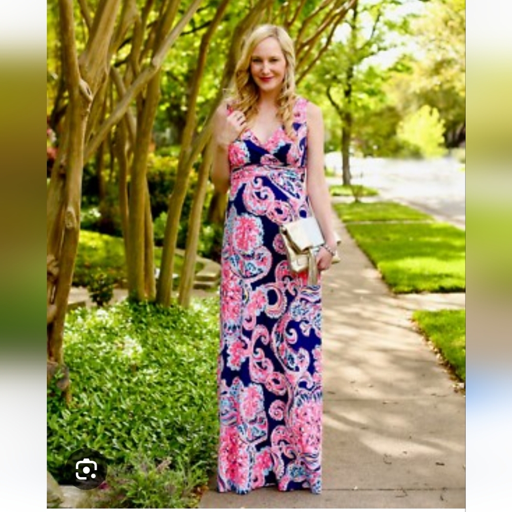 Lilly Pulitzer Pink and Blue Maxi Dress